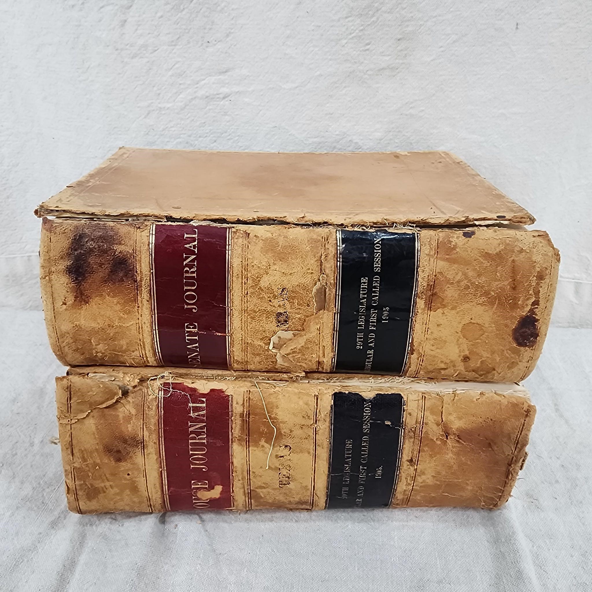 Two antique leather TX law books