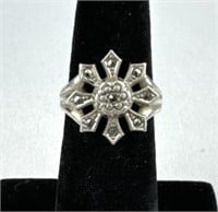 925 Silver CZ Flower Ring