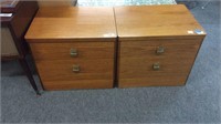 MID CENTURY BEDSIDE CABINETS WITH 2 DRAWERS, 22”