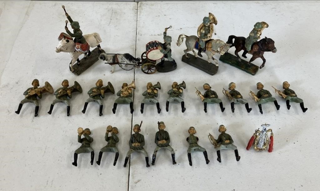 1930-40s WWII Elastolin Horseback German Band Toys