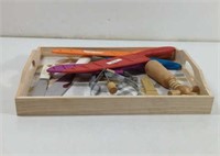 Wooden Tray With Kitchen Utensils