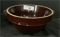 Antique Stoneware Pottery Brown Bowl.