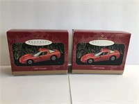 Hallmark Lot of 2 Chevy Corvette Ornaments