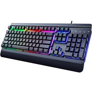 ($39) Gaming Keyboard, 104 Keys All-Metal Panel,