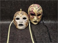 Two Papier Mache MArdi Gras Masks