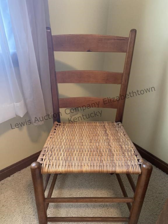 Vintage ladderback chair, 6 x 9‘ canvas dropcloth