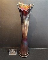 Rare vase Fenton Rib and Diamond, hauteur : 23'',