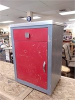 Small metal cabinet with wheels