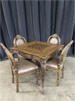INCREDIBLE HOOKER GAME TABLE AND FOUR CHAIRS