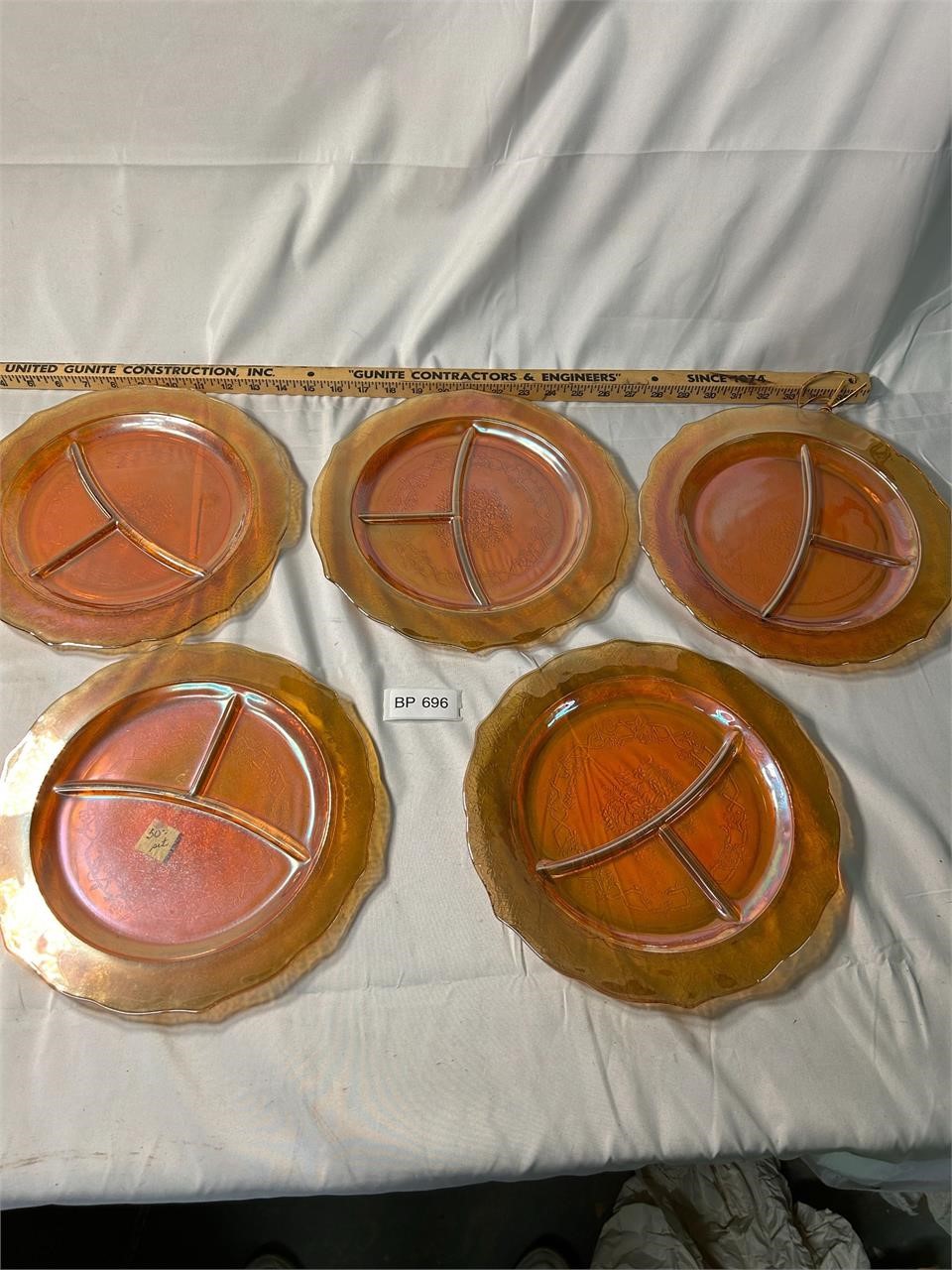 Vintage Depression Glass Marigold Divided Plates