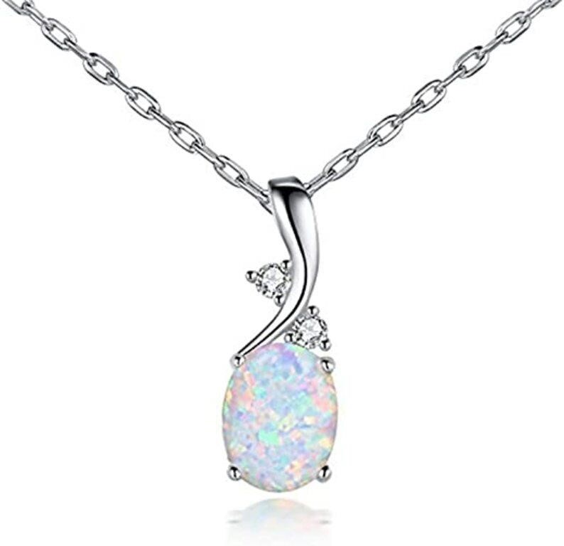 Beautiful Oval 2.25ct White Opal Necklace