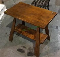 Very nice vintage solid wood side table with below