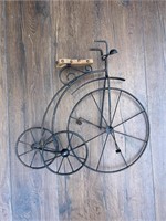 Vintage Metal & Wood Bike Wall Decor Shelf