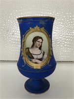 Outstanding Victorian Cobalt Pictorial Vase