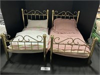Pair of 18" Doll Metal Framed Beds.