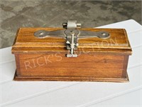antique wood & metal press box - 12 x 5 x 4.5