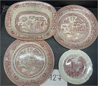 Vintage Red Willow Plate & more