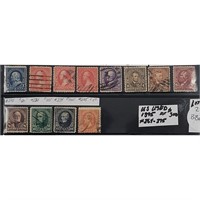 Lot of 12 Early U.S. Used Stamps From the 1895 Se