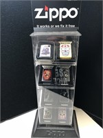 Zippo Show Case & 8 Zippo Lighters