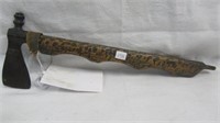 Tomahawk Pipe with hand carved handle. 18" long