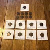 1940's Lincoln Head Wheat Penny Coins