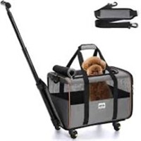 Cat Carrier with Wheels, Rolling Pet Carrier with