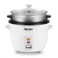 Aroma 6-Cup Rice Cooker And Food Steamer, White