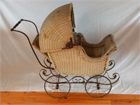 ANTIQUE WICKER BABY BUGGY