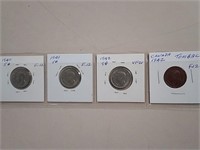 Four Older Canada 5 Cent War Coins Incl. 1942