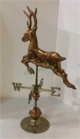 Brass deer weathervane measuring 20 1/2 inches