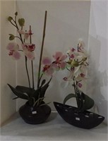 Faux orchids and composite planters - tallest