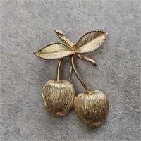 Mid Century Sarah Coventry Signed Cherry Brooch