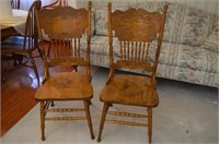 Lot of 2 Oak Pressed Back Chairs