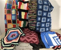 Lot of Vintage Crochet Blankets Granny Square