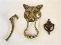 Brass Large 9" Wolf Head & Eastlake Doorknockers