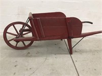 Red Painted Antique Wheelbarrow