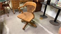 Antique Oak Swivel Office Chair