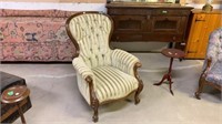 Antique Carved Parlour Chair w/ Tufted Back