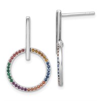 Silver- Multi-Color Austrian Crystal Earrings