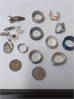 Lot of Various Silvertone  Rings, Cufflinks and