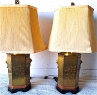 PAIR VINTAGE BRASS END TABLE LAMPS