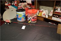 Coca- Cola Fishing Pole  and 2 Popcorn Tins