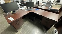 Desk Set, Mahogany L-Shape Desk w/ Contents