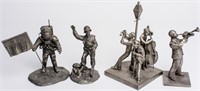4 Franklin Mint Pewter Sculptures American People