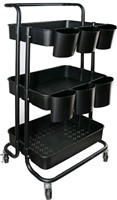 Piowio, 3 Tier Storage Cart Utility with 6PCS Hang