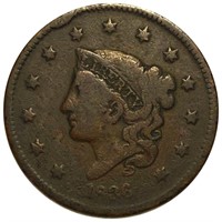 1836 Coronet Head Large Cent NICELY CIRCULATED