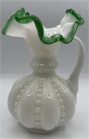 Fenton Emerald Crest Milk Glass Pitcher