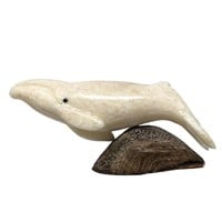INUIT ARTIST JAMES LEE CARVING OF WHALE
