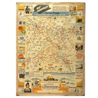 ADVERTISING MAP OF LAURENTIAN SKI TRAILS- 1940'S