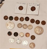 23 US coins Morgan silver dollars Barber qtrs more